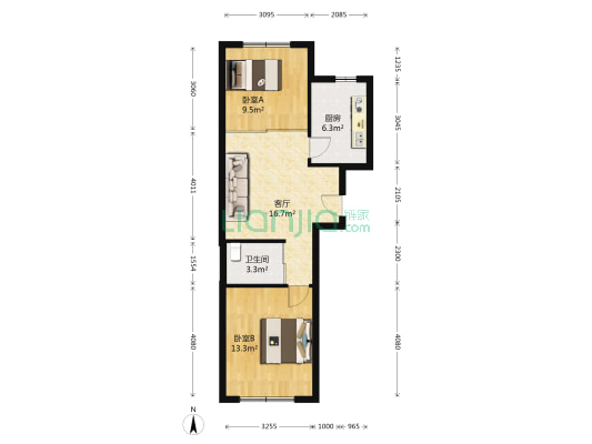 宝雍阁金色欧城南区 2室1厅1卫 63平方