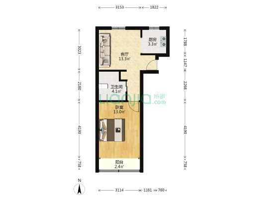天钥桥路394弄 1室1厅1卫 45平方