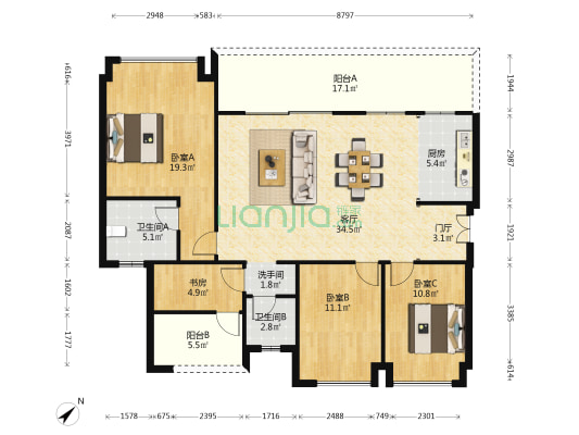 荣盛公园御府二期 4室1厅3卫 122平方