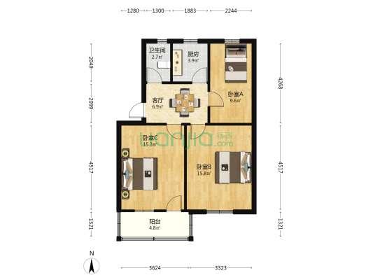 凯旋路188号 3室1厅1卫 72平方