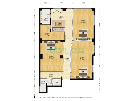 百仕园 3室1厅1卫 187平方