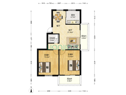 金闽小区一区 2室1厅1卫 75平方