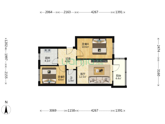 桥头小区（佛慈大街） 2室1厅1卫 49平方