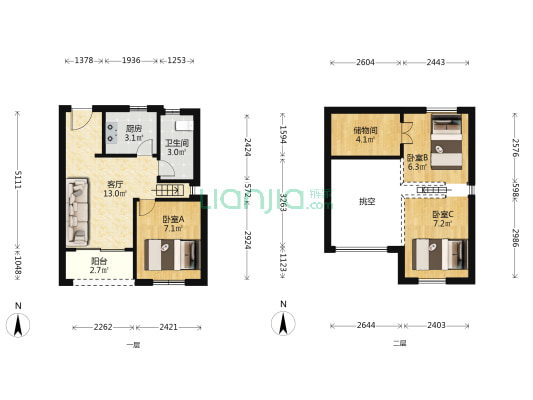 璟悦轩小巨蛋 3室1厅1卫 49平方