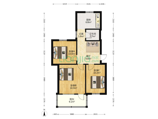 胜利路17号 3室1厅1卫 70平方