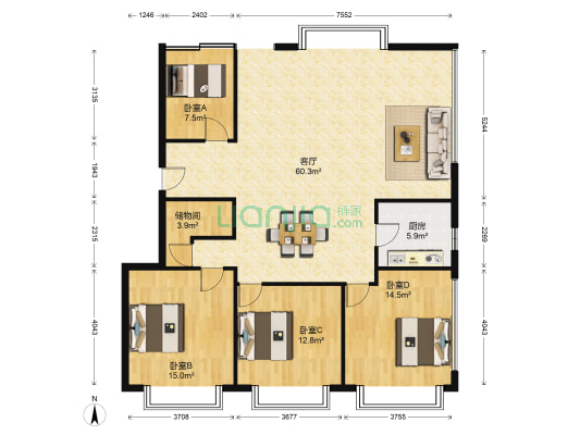 迎宾路169号 4室1厅0卫 160平方