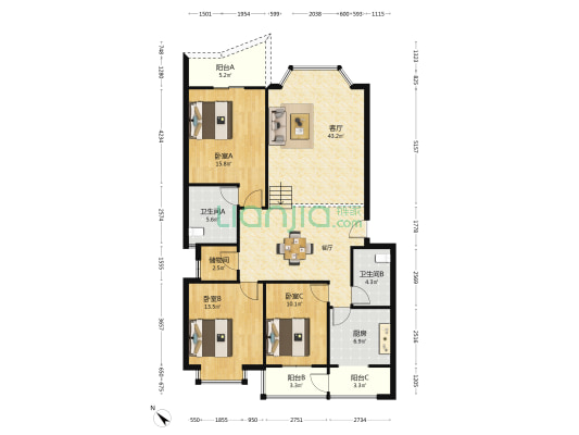 城南人家 3室1厅2卫 128平方