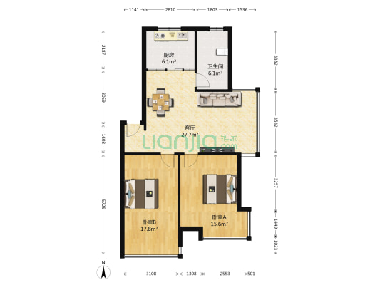学府雅苑 2室1厅1卫 80平方