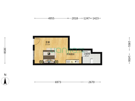 襄阳南路352弄 1室0厅1卫 28平方