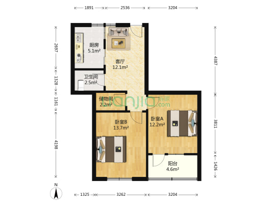 莲蓉公寓 2室1厅1卫 68平方