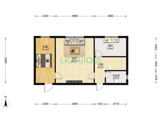 亿升东座 1室1厅1卫 98平方