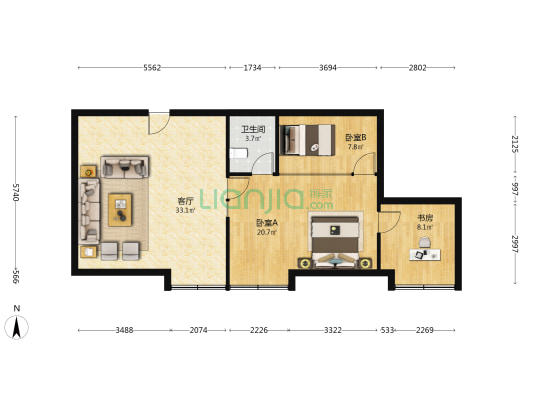 文景天下 3室1厅1卫 105平方
