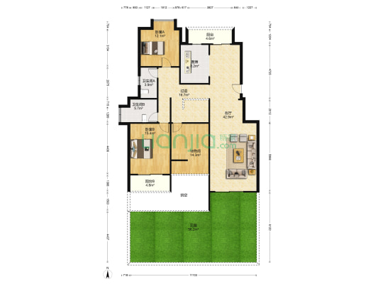 正荣润园 2室1厅2卫 143平方