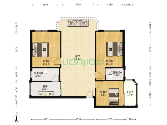 和兴阁 3室1厅2卫 116平方