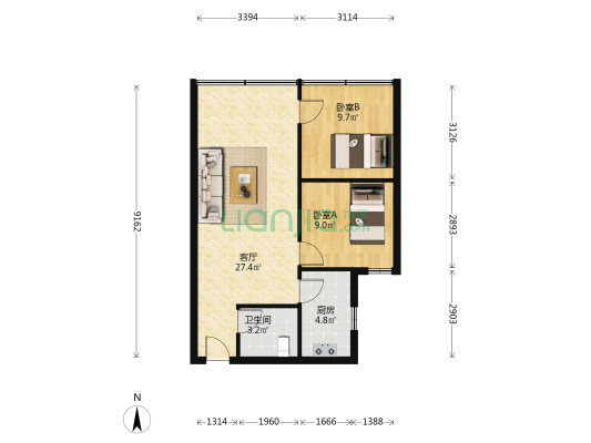 桂园小区 2室1厅1卫 69平方