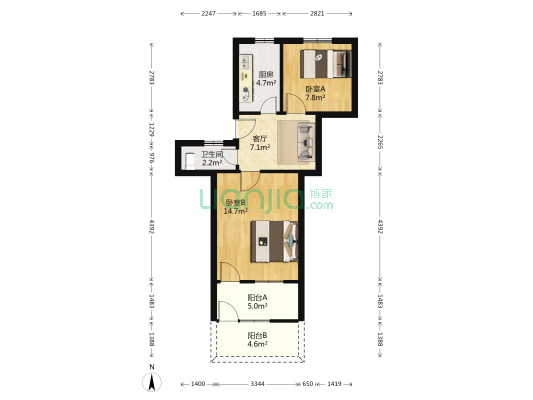 沿山河新村 2室1厅1卫 51平方