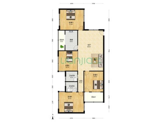 童泾北路17号 4室1厅2卫 164平方