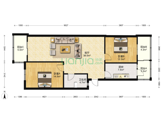集平东里 2室1厅1卫 108平方
