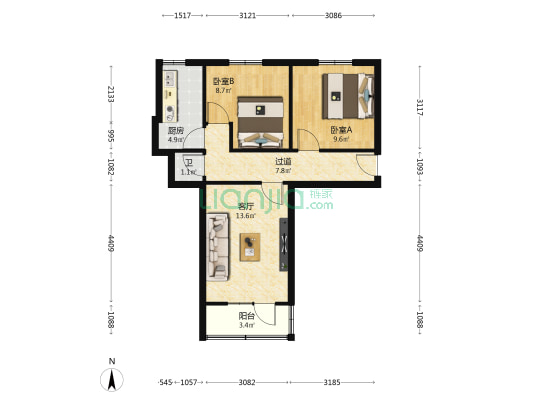 地毯厂家属院 2室1厅1卫 57平方