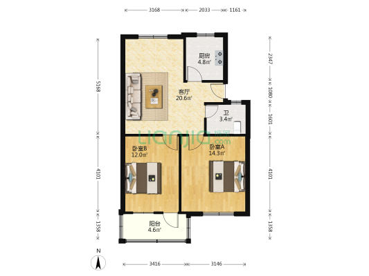 镇大路133号 2室1厅1卫 71平方