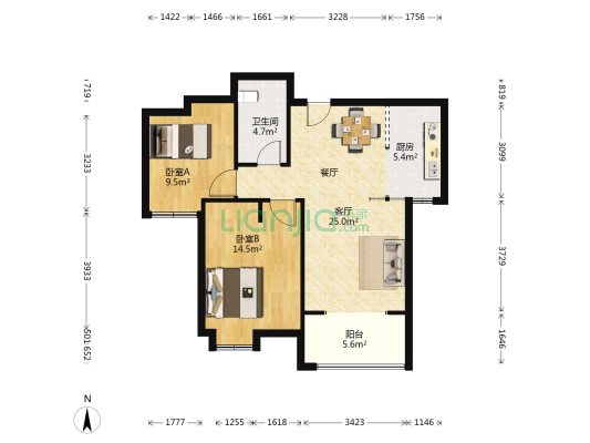 海信花伴里 2室1厅1卫 89平方