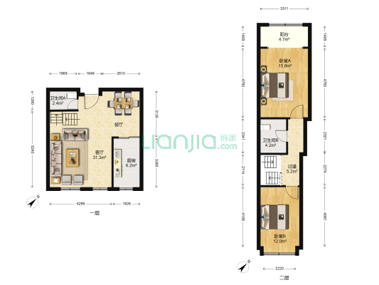 世纪之门 2室1厅2卫 124平方