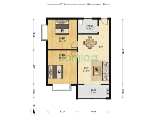 汇宝大厦 2室1厅1卫 96平方