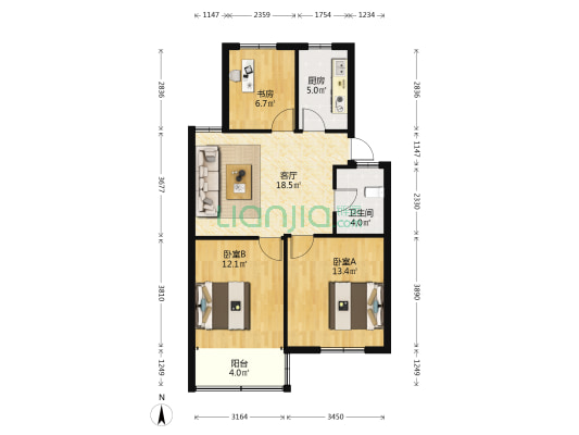 美东新村西区 3室1厅1卫 74平方
