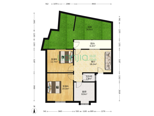 金龙岗3号 2室1厅1卫 69平方