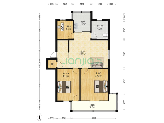 南后街下塘 3室1厅1卫 95平方