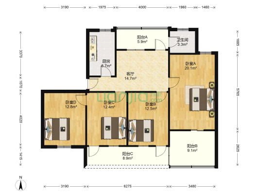 卫民巷1号 4室1厅1卫 125平方