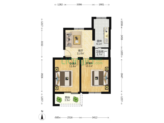 杏林东路 2室1厅1卫 65平方