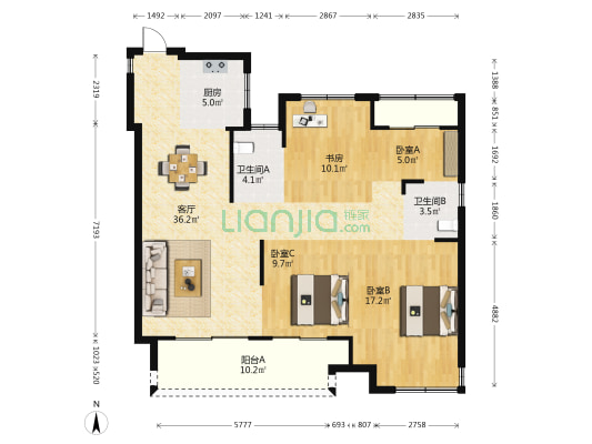 华鸿大发·国璟府 4室1厅2卫 125平方
