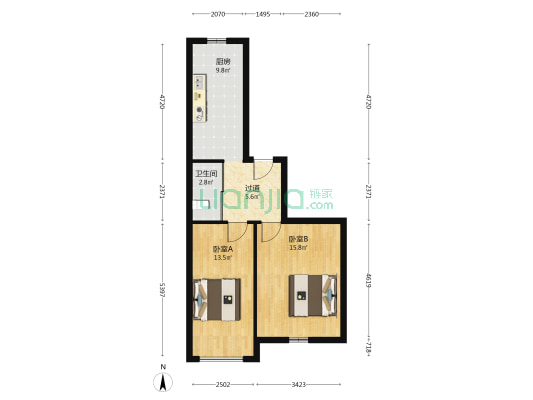 二道江小区 2室0厅1卫 60平方