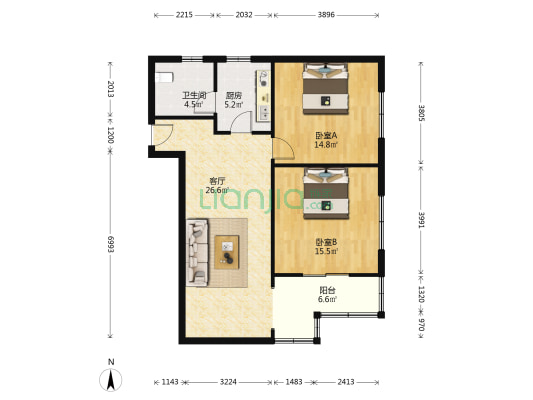 华福巷 2室1厅1卫 114平方