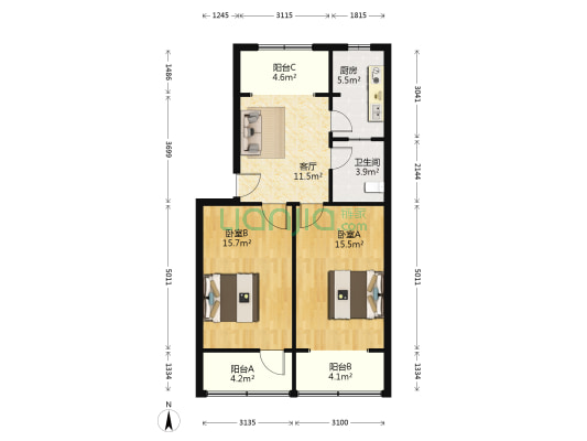 市政局家属院 2室1厅1卫 72平方