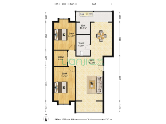碧水庄园 2室1厅1卫 121平方