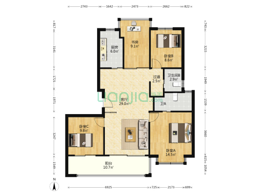漫荟名邸 4室1厅2卫 119平方