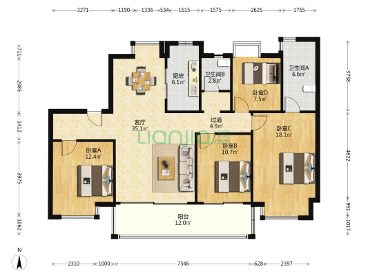 碧桂园凤城南苑西区 4室1厅2卫 143平方