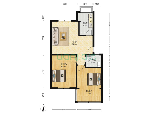 三道街60号 2室1厅1卫 80平方