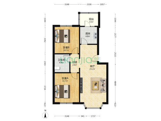 东巷30号附5号 2室1厅1卫 72平方