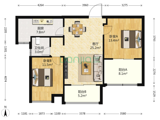琥珀森林二期 2室1厅1卫 84平方
