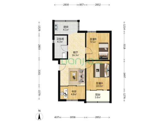 邮电新村 3室1厅1卫 64平方