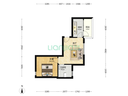 桂林萃岛北区 1室1厅1卫 47平方