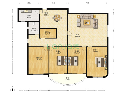 紫虹大厦 3室2厅1卫 242平方