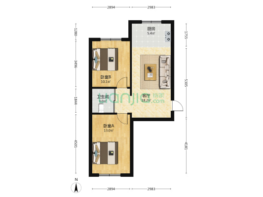 西城林语 2室1厅1卫 65平方