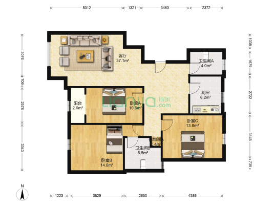 邵府新民居 3室1厅2卫 126平方