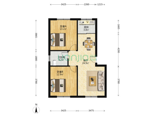 古风一条街 2室1厅1卫 86平方