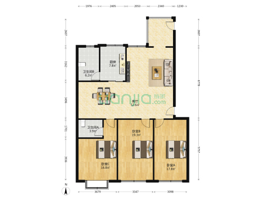 松鹤路小学家属楼 3室1厅2卫 144平方