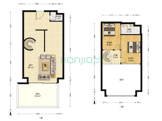锐丰中心 2室1厅1卫 80平方